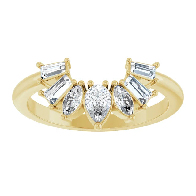 Pear, Marquise, and Baguette Diamond Contour Band .50 carats