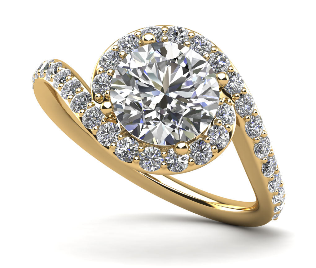 Round Swirl Halo Ring
