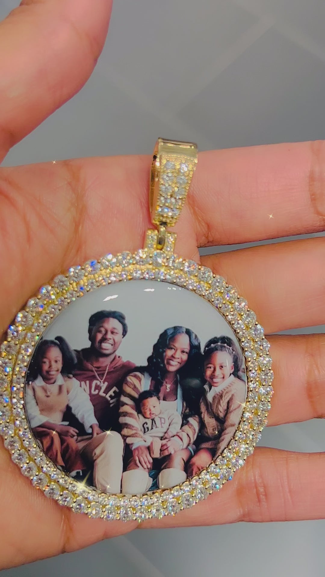 Double Row Diamond Photo Pendant