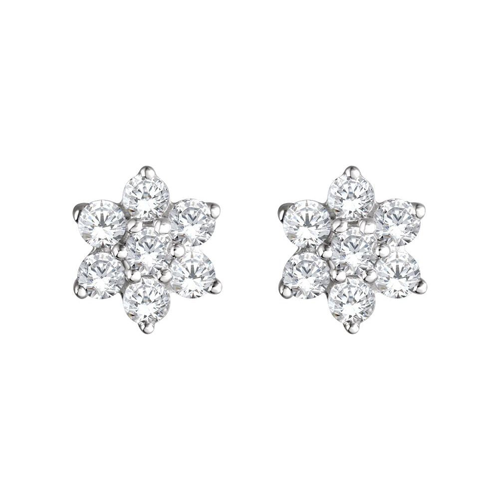 Flower Diamond Stud  Earrings
