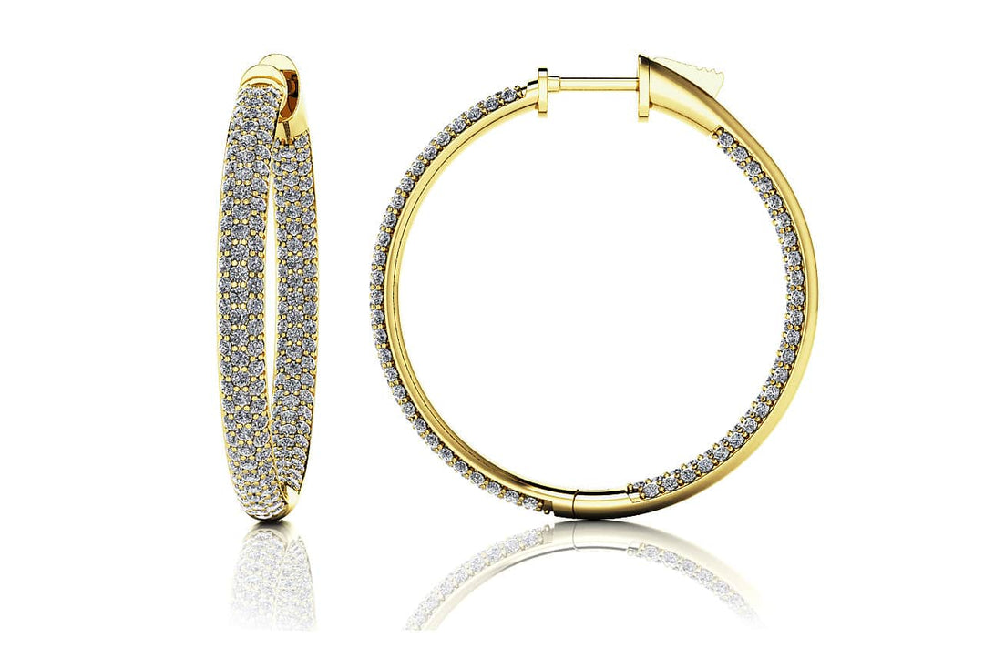 Triple Row Diamond Hoop Earrings Carats