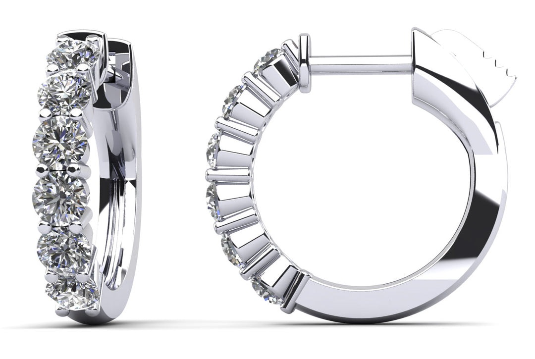 Twelve Stone Huggie Diamond Hoop Earrings