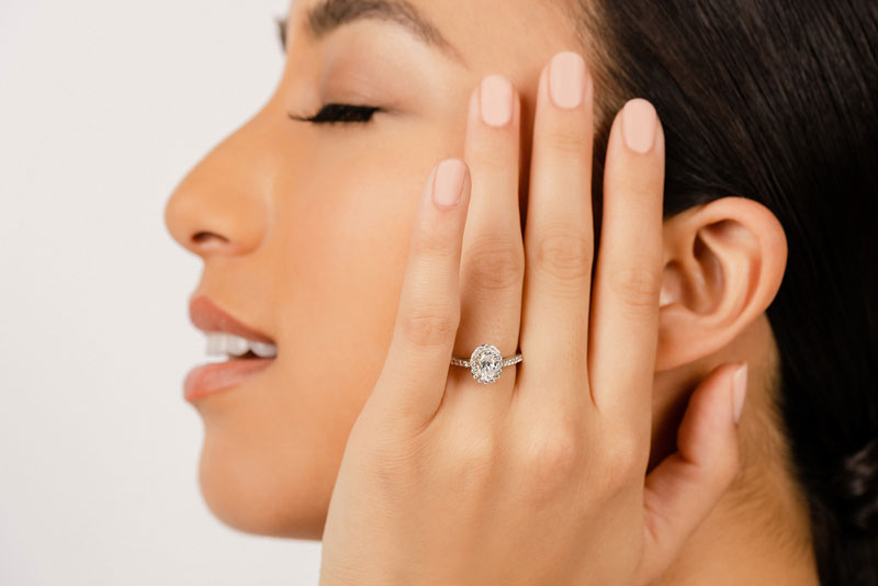 Oval Ring with Halo