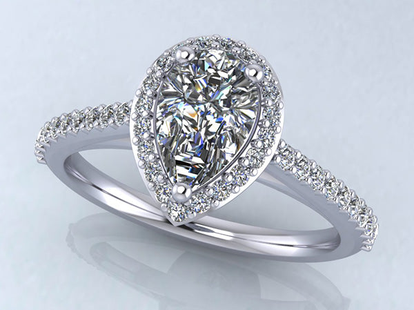 Pear Halo Engagement Ring