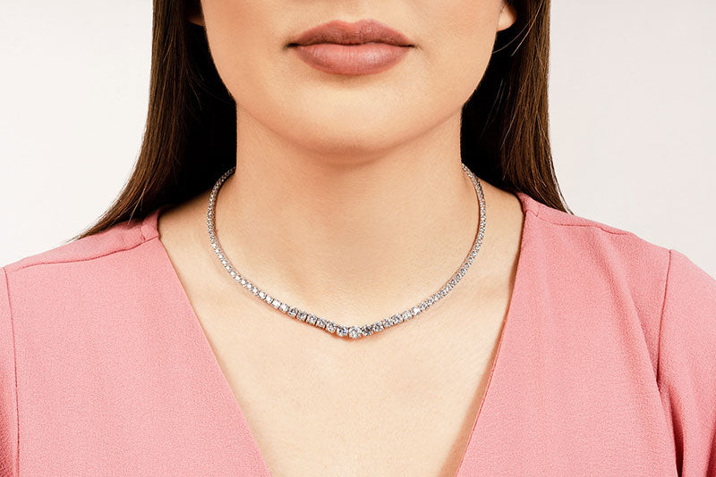 Elegant Graduated Diamond Tennis Necklace