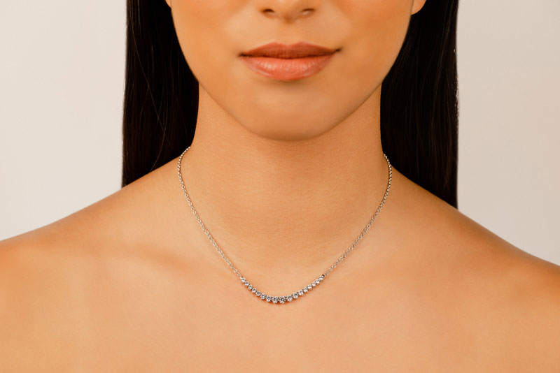 Mini Graduated Diamond Chain Necklace