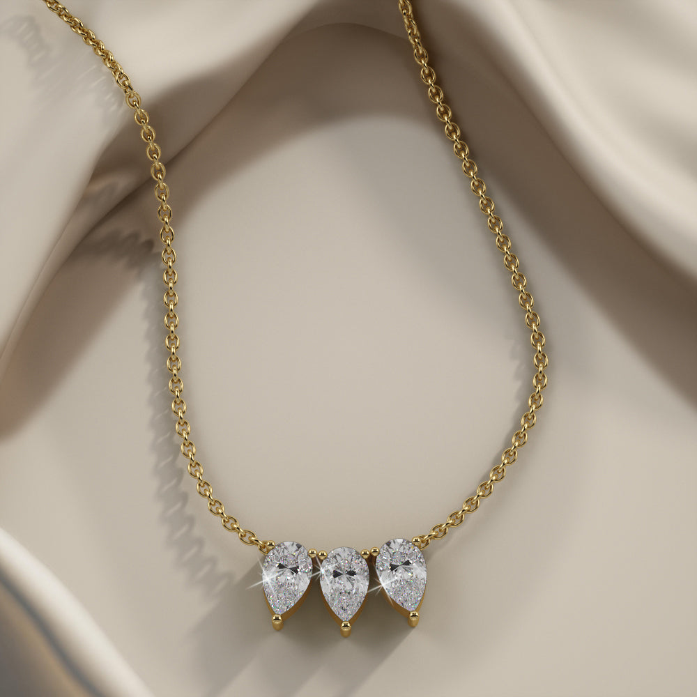 Perfect Three Pear Diamond Necklace