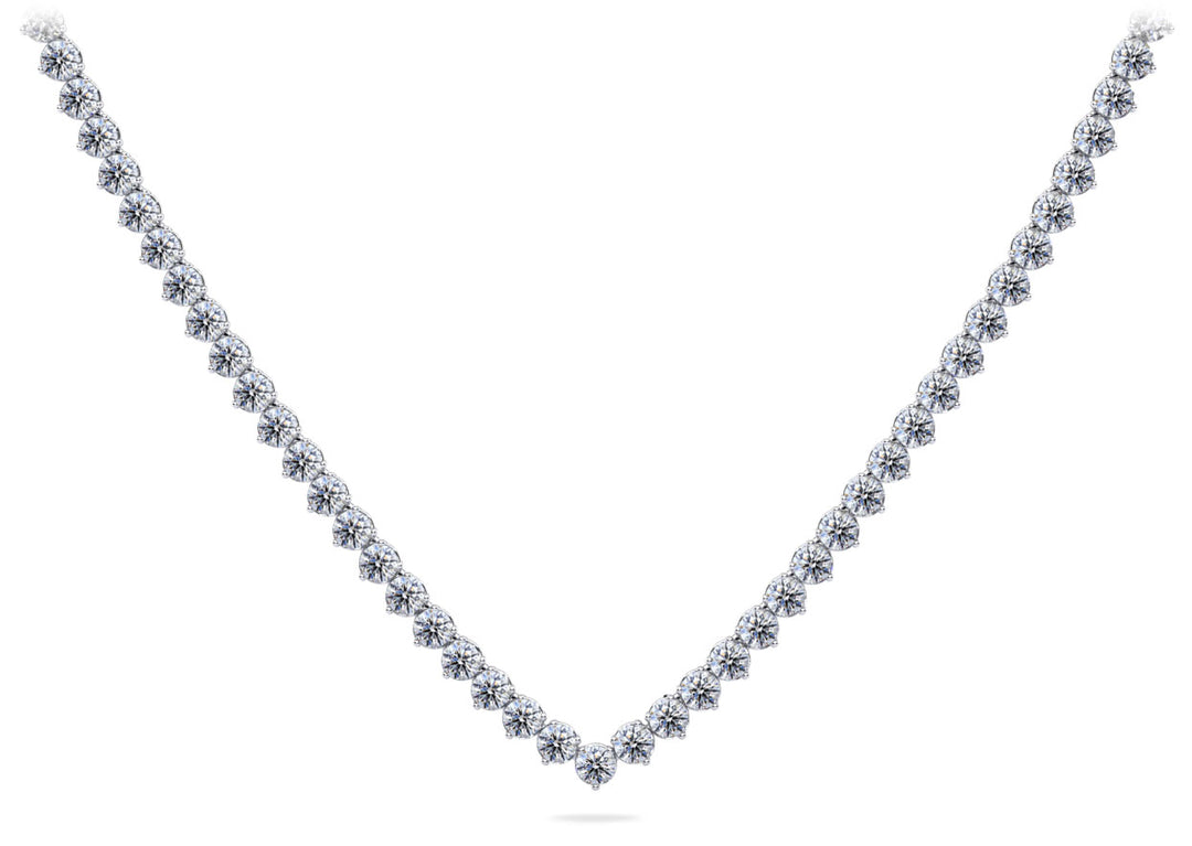 3 Prong Timeless V Neck Diamond Tennis Necklace