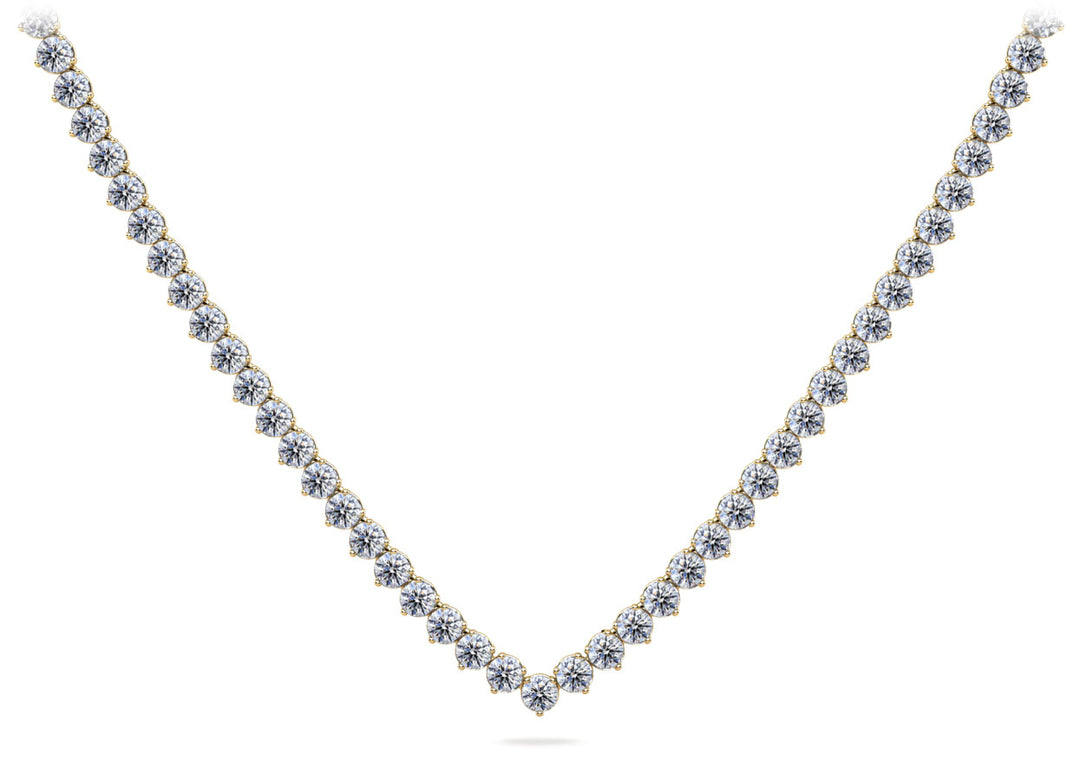 3 Prong Timeless V Neck Diamond Tennis Necklace