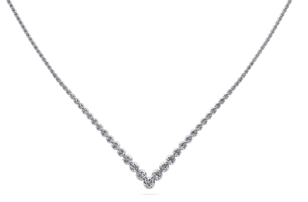 Timeless V Neck Graduated Diamond Tennis Necklace