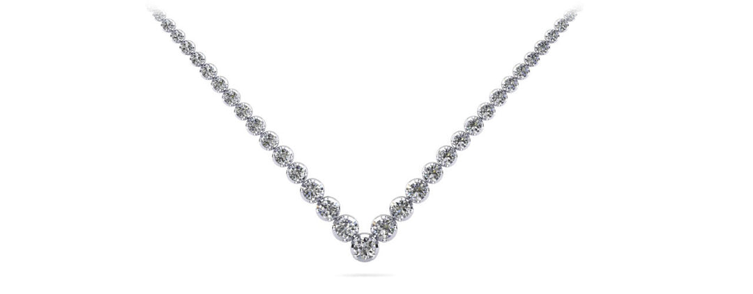 Timeless V Neck Graduated Diamond Tennis Necklace