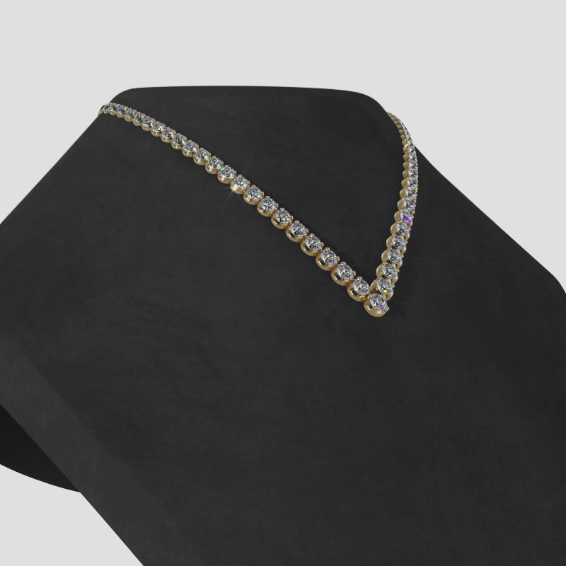 Timeless V Neck Graduated Diamond Tennis Necklace