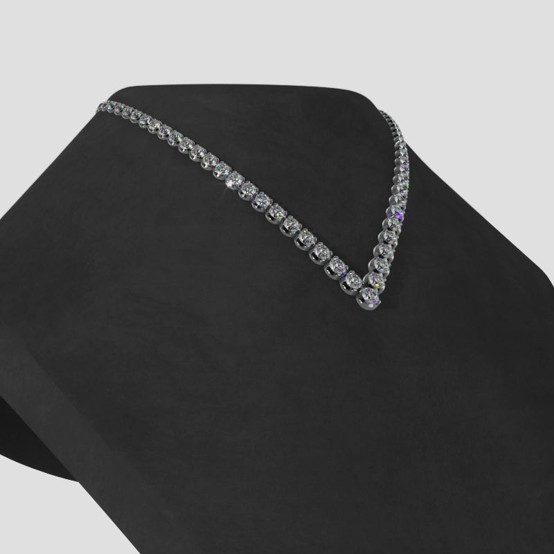 Timeless V Neck Graduated Diamond Tennis Necklace