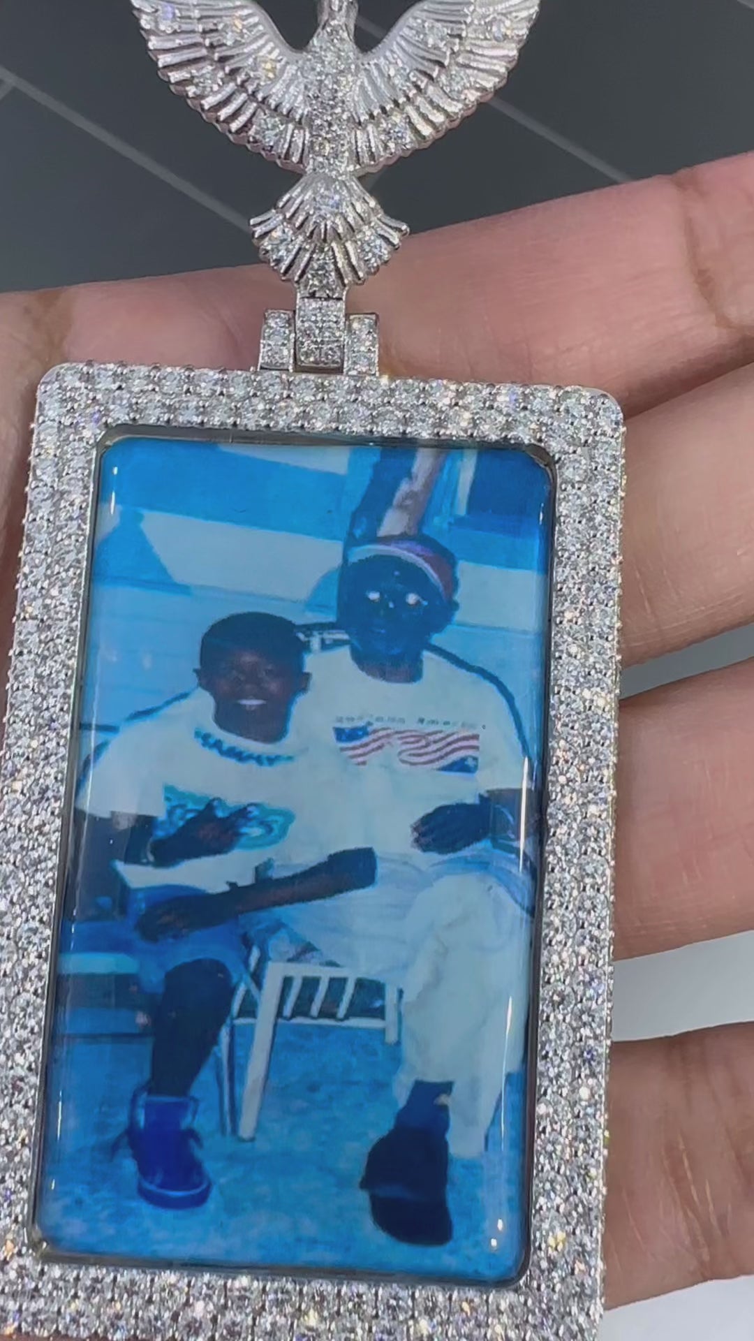 Diamond Memory Three Sided  Photo Pendant