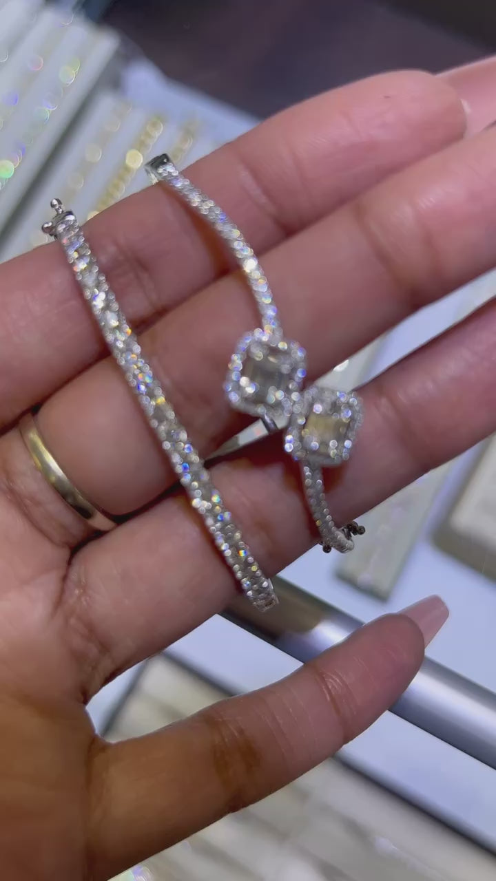 Radiant Baguette cut Diamond Bangle Bracelet