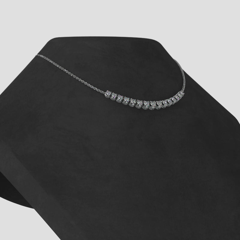 Mini Graduated 4 Prong Timeless Diamond Chain Necklace